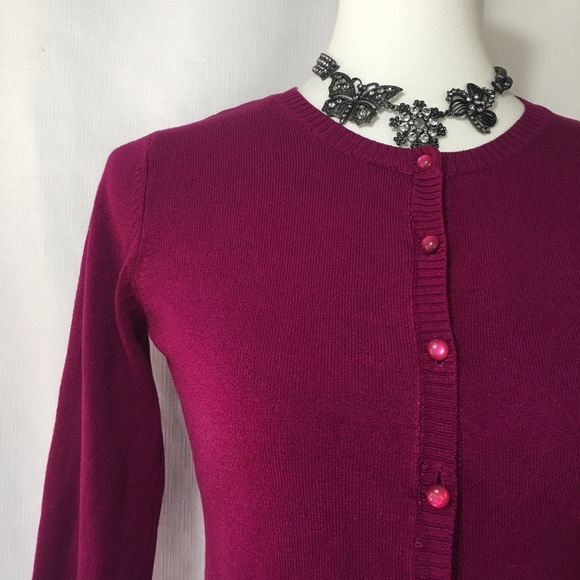 Hot Pink Petite Sz 10 Small Long Sleeve Cardigan - Picture 3 of 8